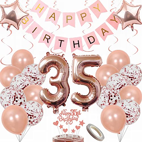 Yunchu Online Luftballon 35. Geburtstag Frauen Dekoration Rosegold Party Deko Tortendeko Geschenk Ballon von Yunchu Online