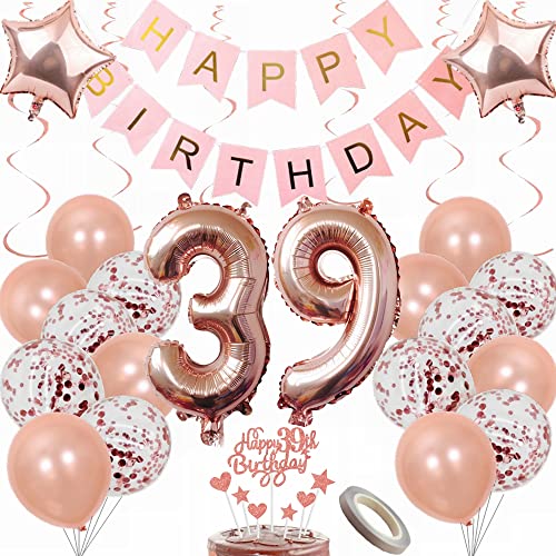 Yunchu Online Luftballon 39. Geburtstag Frauen Dekoration Rosegold Party Deko Tortendeko Geschenk Ballon von Yunchu Online