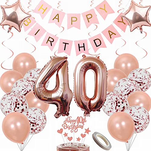 Yunchu Online Luftballon 40. Geburtstag Frauen Dekoration Rosegold Party Deko Tortendeko Geschenk Ballon von Yunchu Online