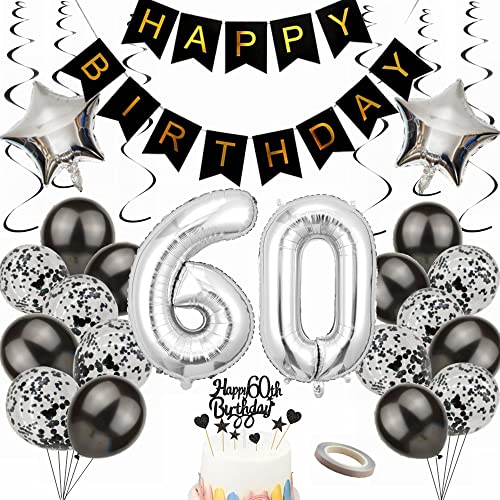 Yunchu Online Luftballon 60. Geburtstag Dekoration 60 Jahr Männer Frauen Black and Silber Party Deko 60. Geburtstag Männer Party Deko 60 Geburtstag Männer Deko Geschenk 60 jahre Geburtstag deko Ballon Yunchu Online Luftballon 60. Geburtstag Dekoration 60 Jahr Männer Frauen Black and Silber Party Deko 60. Geburtstag Männer Party Deko 60 Geburtstag Männer Deko Geschenk 60 jahre Geburtstag deko Ballon von Yunchu Online