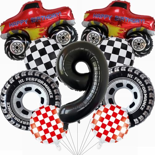 Yunchu Online Luftballon Auto Geburtstag Kit Monster Truck Cars Geburtstagsdeko Junge 9. Truck Geburtstag Dekoration Auto Thema Party Dekorationen für Monster Truck Rennen Auto Theme Party Supplies von Yunchu Online