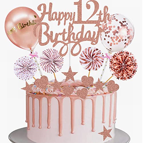 Yunchu Online Tortendeko 12. Geburtstag Mädchen Happy 12th Birthday Cake Topper Roségold Kuchen Topper 12 jahre Mädchen Kuchendeko 12. Geburtstag Tortendeko für 12. Geburtstag Cupcake Toppers Yunchu Online Tortendeko 12. Geburtstag Mädchen Happy 12th Birthday Cake Topper Roségold Kuchen Topper 12 jahre Mädchen Kuchendeko 12. Geburtstag Tortendeko für 12. Geburtstag Cupcake Toppers von Yunchu Online