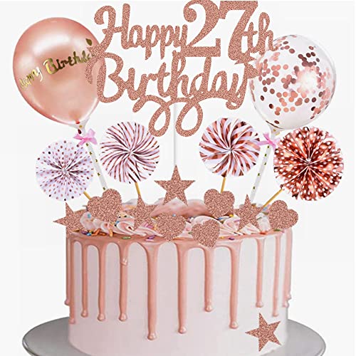 Yunchu Online Tortendeko 27. Geburtstag Frau Happy 27th Birthday Cake Topper Roségold Kuchen Topper 27 jahre Frau Kuchendeko 27. Geburtstag Tortendeko für 27. Geburtstag Cupcake Toppers Yunchu Online Tortendeko 27. Geburtstag Frau Happy 27th Birthday Cake Topper Roségold Kuchen Topper 27 jahre Frau Kuchendeko 27. Geburtstag Tortendeko für 27. Geburtstag Cupcake Toppers von Yunchu Online