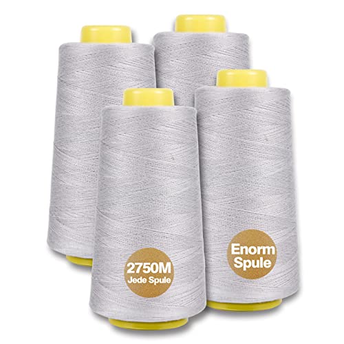 NäHgarn Overlockgarn 100% Polyester Grau NäHgarn Set FüR NäHgarn Faden Garn NäHmaschine 4 NäHgarn Zwirn ReißFest NäHmaschinengarn Thread NäHfaden Overlock Garn 40/2 Je 2745 M, Insgesamt 11000m NäHgarn Overlockgarn 100% Polyester Grau NäHgarn Set FüR NäHgarn Faden Garn NäHmaschine 4 NäHgarn Zwirn ReißFest NäHmaschinengarn Thread NäHfaden Overlock Garn 40/2 Je 2745 M, Insgesamt 11000m von Yungensse