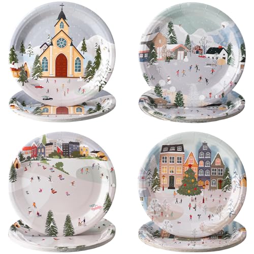Yungyan 100 Stück Winterdorf Pappteller 22,9 cm Weihnachtsfeier Speiseteller Bulk Einweg-Partyzubehör für Weihnachten Winter Urlaub Geschirr Dekoration Yungyan 100 Stück Winterdorf Pappteller 22,9 cm Weihnachtsfeier Speiseteller Bulk Einweg-Partyzubehör für Weihnachten Winter Urlaub Geschirr Dekoration von Yungyan