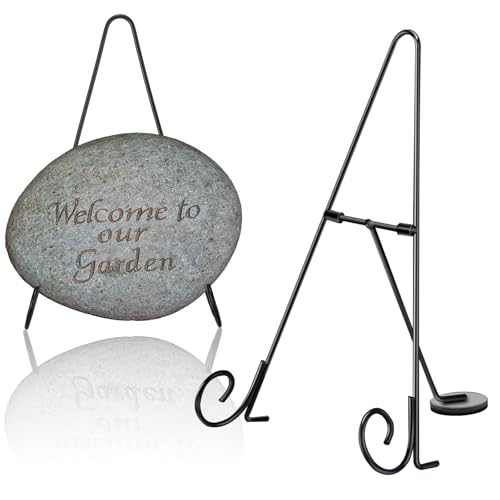 Yungyan Metall-Stein-Staffelei für Weihnachten, Hof-Dekoration, 10,2 cm D x 17,8 cm B x 30,5 cm H, für den Außenbereich, stabiler Präsentationsständer für Weihnachten, Party, Innenbereich Yungyan Metall-Stein-Staffelei für Weihnachten, Hof-Dekoration, 10,2 cm D x 17,8 cm B x 30,5 cm H, für den Außenbereich, stabiler Präsentationsständer für Weihnachten, Party, Innenbereich von Yungyan
