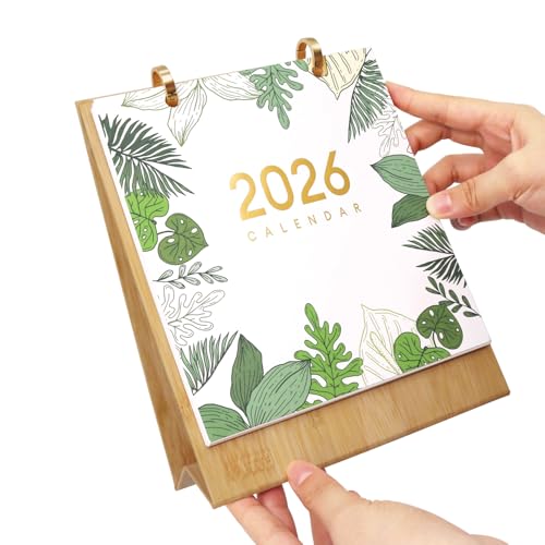 Yuning Tischkalender 2026,Malen Nach Zahlen Wandkalender 2026,DIY Tischkalender zum Aufstellen mit 12er DIY Paint By Numbers,tischkalender mit Pinsels und Acrylfarbe für Geschenke (Grüne Pflanzen) von Yuning