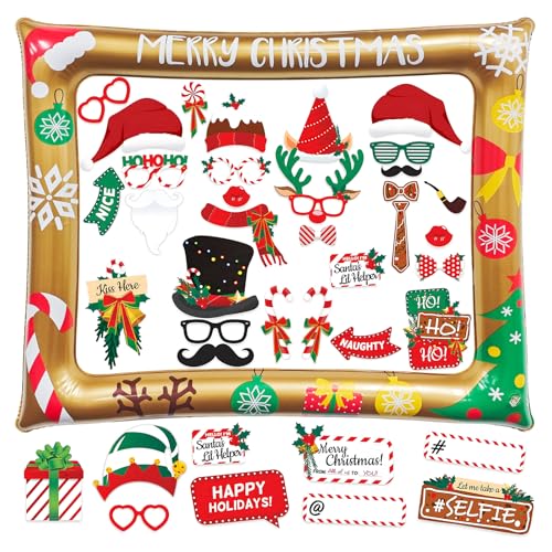 Yuning Weihnachten Aufblasbare Fotorahmen mit 38 Stück Foto Requisiten, Weihnachtsdeko Photo Booth Props, Requisiten Weihnachtsfeier Fotobox Accessoires Fotorequisiten für Weihnachten Partyzubehör Yuning Weihnachten Aufblasbare Fotorahmen mit 38 Stück Foto Requisiten, Weihnachtsdeko Photo Booth Props, Requisiten Weihnachtsfeier Fotobox Accessoires Fotorequisiten für Weihnachten Partyzubehör von Yuning