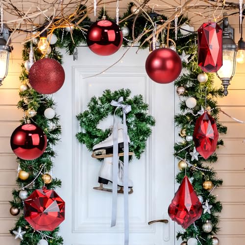 Yunlly Extra große Weihnachtskugel-Ornamente, glitzernde Schmuckstein-Dekoration, rot, hängende Ornamente für Weihnachtsbaum, Hochzeit, Urlaub, Party, Dekoration, 8 Stück Yunlly Extra große Weihnachtskugel-Ornamente, glitzernde Schmuckstein-Dekoration, rot, hängende Ornamente für Weihnachtsbaum, Hochzeit, Urlaub, Party, Dekoration, 8 Stück von Yunlly