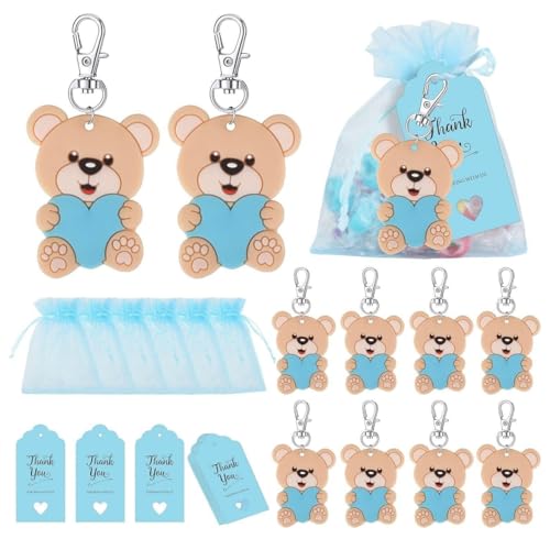 Yunmoxiao 10 Sets Bären-Babyparty-Gastgeschenke, niedlicher Schlüsselanhänger mit Organza-Beuteln, Dankeschön, Kraftanhänger für Gäste, Themenparty, Gastgeschenk, Geburtstagsparty-Zubehör (blau Yunmoxiao 10 Sets Bären-Babyparty-Gastgeschenke, niedlicher Schlüsselanhänger mit Organza-Beuteln, Dankeschön, Kraftanhänger für Gäste, Themenparty, Gastgeschenk, Geburtstagsparty-Zubehör (blau von Yunmoxiao