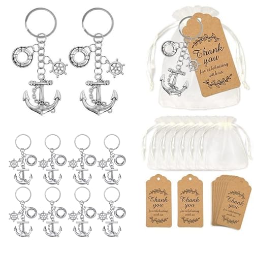 Yunmoxiao Anker-Schlüsselanhänger, Partygeschenk, Hochzeitsgeschenke für Gäste, kreative Souvenirs, Geschenke mit Kordelzug, Geschenktüten und Dankeschön-Etiketten für nautische Themen, Hochzeiten von Yunmoxiao