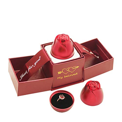 Yunobi Rosen-Ring-Schmuckschatulle – rote Rose, Schmuck-Geschenkbox Valentinstag/Hochzeitsringe/Verlobungsring von Yunobi