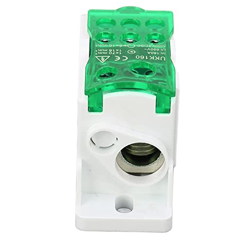 Yunseity 160A DIN RAIL Klemme Blockverteilungsbox mit Messinganschluss für Schrankinstallateure (GREEN) von Yunseity