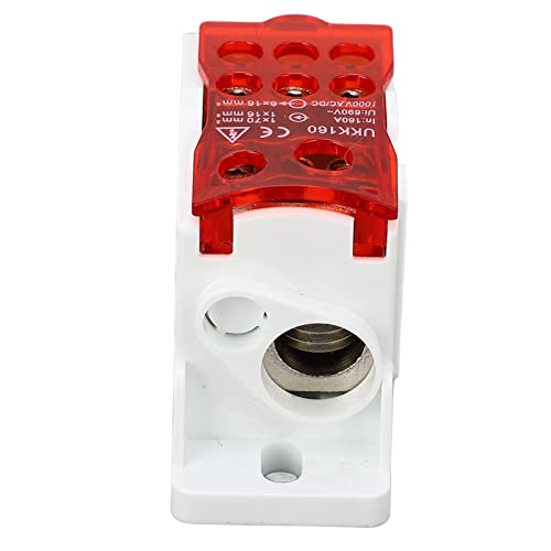 Yunseity 160A DIN RAIL Klemme Blockverteilungsbox mit Messinganschluss für Schrankinstallateure (Rot) von Yunseity
