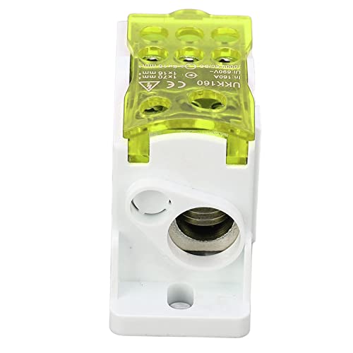 Yunseity 160A DIN RAIL Klemme Blockverteilungsbox mit Messinganschluss für Schrankinstallateure (YELLOW) von Yunseity