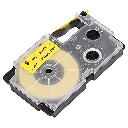 Yunseity Tragbare 9 -mm -Tag Bandpatrone für den Etiketthersteller, Geeignet für die Lagerung oder Einen Kleinen Volumentransport (9mm gelber Hintergrund schwarze Buchstaben) von Yunseity