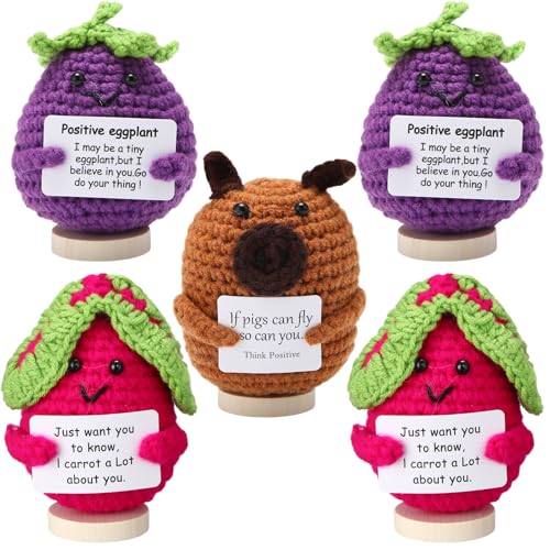 Yuntau 5pcs Positive Crochet Doll Gift Set Crochet Doll with Base Animals with Positive Card Plush Handmade Knitted Dolls Handmade Crochet Inspirational Gifts for Women Yuntau 5pcs Positive Crochet Doll Gift Set Crochet Doll with Base Animals with Positive Card Plush Handmade Knitted Dolls Handmade Crochet Inspirational Gifts for Women von Yuntau