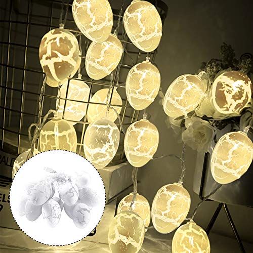 Yunyahe Ostern Lichterkette, 10 LED Eier Lichterkette Timer Batterie, Ostern Deko Lichterketten Warmweiß Innen für Party Kamin Schlafzimmer Geburtstag Hochzeit (T1-White, One Size) von Yunyahe