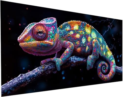 Diamond Painting Chameleon Set für Erwachsene, Diamant Painting Bilder Tiere für Basteln Mädchen 8 Jahre Geschenke, 5D DIY Runder Daiments Malerei Stickerei Bilder Anfänger Zuhause Deko 140x70cm L-17 Diamond Painting Chameleon Set für Erwachsene, Diamant Painting Bilder Tiere für Basteln Mädchen 8 Jahre Geschenke, 5D DIY Runder Daiments Malerei Stickerei Bilder Anfänger Zuhause Deko 140x70cm L-17 von Yuogyxog