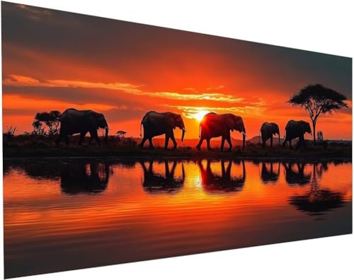Diamond Painting Elefant Set für Erwachsene, Diamant Painting Bilder Grasland für Basteln Mädchen 8 Jahre Geschenke, 5D DIY Runder Daiments Malerei Stickerei Bilder Anfänger Zuhause Deko 160x80cm L-31 Diamond Painting Elefant Set für Erwachsene, Diamant Painting Bilder Grasland für Basteln Mädchen 8 Jahre Geschenke, 5D DIY Runder Daiments Malerei Stickerei Bilder Anfänger Zuhause Deko 160x80cm L-31 von Yuogyxog