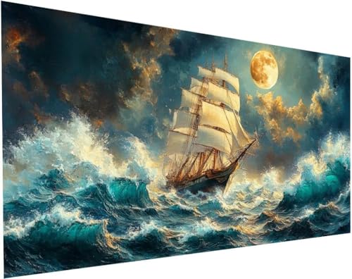 Diamond Painting Meer Set für Erwachsene, Diamant Painting Bilder Schiff für Basteln Mädchen 8 Jahre Geschenke, 5D DIY Runder Daiments Malerei Stickerei Bilder Anfänger für Zuhause Deko 160x80cm L-99 Diamond Painting Meer Set für Erwachsene, Diamant Painting Bilder Schiff für Basteln Mädchen 8 Jahre Geschenke, 5D DIY Runder Daiments Malerei Stickerei Bilder Anfänger für Zuhause Deko 160x80cm L-99 von Yuogyxog