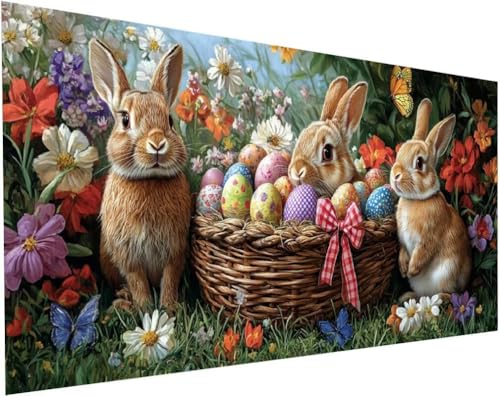 Diamond Painting Ostern Set für Erwachsene, Diamant Painting Bilder Kaninchen für Basteln Mädchen 8 Jahre Geschenke, 5D DIY Runder Daiments Malerei Stickerei Bilder Anfänger Zuhause Deko 80x40cm L-69 Diamond Painting Ostern Set für Erwachsene, Diamant Painting Bilder Kaninchen für Basteln Mädchen 8 Jahre Geschenke, 5D DIY Runder Daiments Malerei Stickerei Bilder Anfänger Zuhause Deko 80x40cm L-69 von Yuogyxog