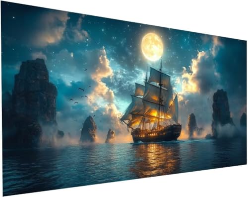 Diamond Painting Schiffchen Set für Erwachsene, Diamant Painting Bilder Mond für Basteln Mädchen 8 Jahre Geschenke, 5D DIY Runder Daiments Malerei Stickerei Bilder Anfänger Zuhause Deko 120x60cm L-27 Diamond Painting Schiffchen Set für Erwachsene, Diamant Painting Bilder Mond für Basteln Mädchen 8 Jahre Geschenke, 5D DIY Runder Daiments Malerei Stickerei Bilder Anfänger Zuhause Deko 120x60cm L-27 von Yuogyxog