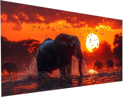 Elefant Diamond Painting Erwachsene Groß XXL 200x100cm, Diamond Painting Kinder ab 10 Jahre Sonnenuntergang, 5D Cross Stitch Diamant Malerei Kreativ Set, DIY Diamanten Basteln Mädchen Home Decor L-34 Elefant Diamond Painting Erwachsene Groß XXL 200x100cm, Diamond Painting Kinder ab 10 Jahre Sonnenuntergang, 5D Cross Stitch Diamant Malerei Kreativ Set, DIY Diamanten Basteln Mädchen Home Decor L-34 von Yuogyxog