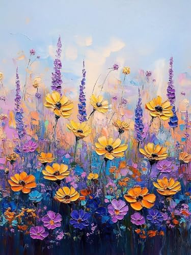 Malen Nach Zahlen Blumen Malen Nach Zahlen Erwachsene Blumen, DIY Painting by Numbers Set für Kinder Anfänger, Mit 3 Pinsel und Hochwertige Acrylfarbe (Ohne Rahmen), Home Deko Geschenke 40x50cm YH-301 von Yuogyxog