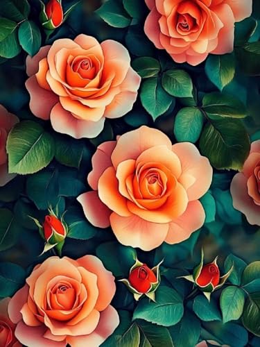 Malen Nach Zahlen Blumen Malen Nach Zahlen Erwachsene Rose, DIY Painting by Numbers Set für Kinder Anfänger, Mit 3 Pinsel und Hochwertige Acrylfarbe (Ohne Rahmen), Home Deko Geschenke 85x110cm YH-349 von Yuogyxog