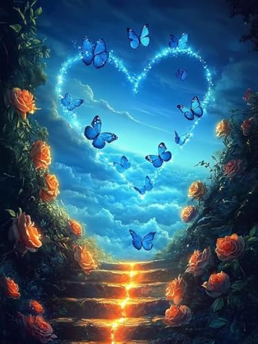 Malen Nach Zahlen Blumen Malen Nach Zahlen Erwachsene Schmetterling, DIY Painting by Numbers Set für Kinder Anfänger, Mit 3 Pinsel Fein und Hochwertige Acrylfarbe, Home Deko Geschenke 40x50cm YH-323 von Yuogyxog