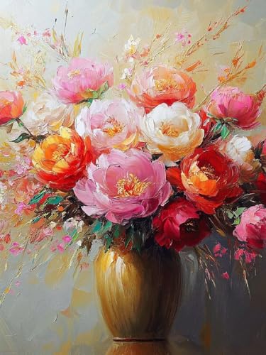 Malen Nach Zahlen Blumen Malen Nach Zahlen Erwachsene Vase, DIY Painting by Numbers Set für Kinder Anfänger, Mit 3 Pinsel und Hochwertige Acrylfarbe (Ohne Rahmen), Home Deko Geschenke 40x50cm YH-347 von Yuogyxog