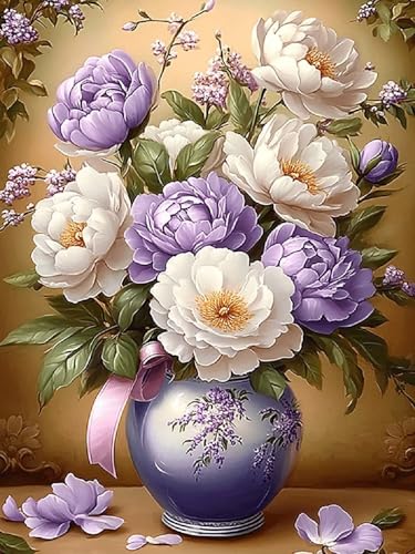 Malen Nach Zahlen Blumen Malen Nach Zahlen Kinder Pfingstrose ab 9 Jahre Mädchen, DIY Handgemalt Ölgemälde Kit, Paint by Numbers Mit 3 Pinsel und Acrylfarbe, Hobby Erwachsene Kreativ 35x45cm YH-306 von Yuogyxog