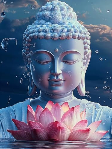 Malen Nach Zahlen Buddha Malen Nach Zahlen Erwachsene Lotus, DIY Painting by Numbers Set für Kinder Anfänger, Mit 3 Pinsel und Hochwertige Acrylfarbe (Ohne Rahmen), Home Deko Geschenke 45x60cm YH-357 von Yuogyxog