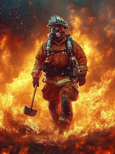 Malen Nach Zahlen Feuerwehrleute Malen Nach Zahlen Erwachsene Flamme, DIY Painting by Numbers Set für Kinder Anfänger, Mit 3 Pinsel Fein und Hochwertige Acrylfarbe, Home Deko Geschenke 40x50cm YH-307 von Yuogyxog