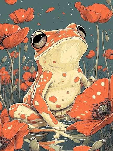 Malen Nach Zahlen Frosch Malen Nach Zahlen Erwachsene Blumen, DIY Painting by Numbers Set für Kinder Anfänger, Mit 3 Pinsel und Hochwertige Acrylfarbe (Ohne Rahmen), Home Deko Geschenke 50x70cm YH-335 von Yuogyxog