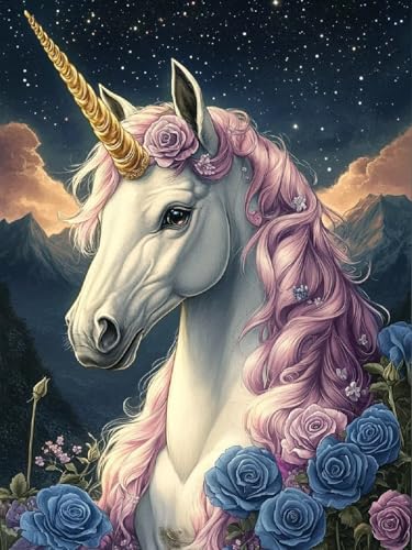 Malen Nach Zahlen Horse Malen Nach Zahlen Kinder Einhorn ab 9 Jahre Mädchen, DIY Handgemalt Ölgemälde Kit, Paint by Numbers Mit 3 Pinsel und Senior Acrylfarbe, Hobby Erwachsene Kreativ 30x40cm YH-338 von Yuogyxog