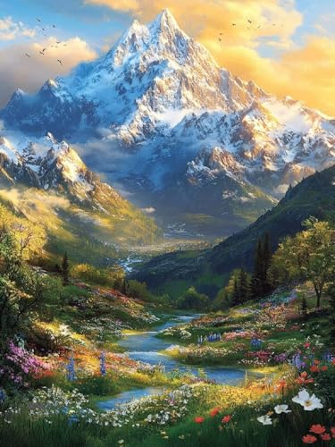 Malen Nach Zahlen Landschaft Malen Nach Zahlen Erwachsene Berge, DIY Painting by Numbers Set für Kinder Anfänger, Mit 3 Pinsel Fein und Hochwertige Acrylfarbe, Home Deko Geschenke 50x70cm YH-325 von Yuogyxog