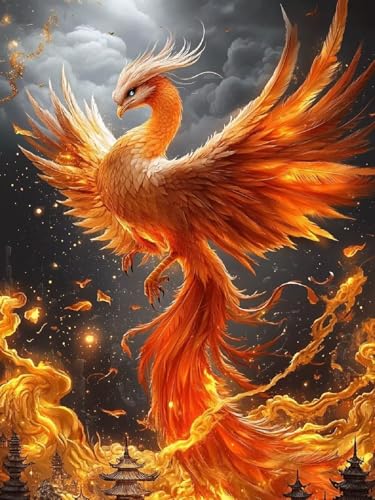Malen Nach Zahlen Phönix Malen Nach Zahlen Erwachsene Tier, DIY Painting by Numbers Set für Kinder Anfänger, Mit 3 Pinsel und Hochwertige Acrylfarbe (Ohne Rahmen), Home Deko Geschenke 90x120cm YH-311 von Yuogyxog