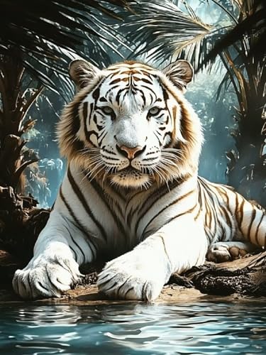 Malen Nach Zahlen Tiger Malen Nach Zahlen Kinder Tier ab 9 Jahre Mädchen, DIY Handgemalt Ölgemälde Kit, Paint by Numbers Mit 3 Pinsel und Senior Acrylfarbe, Hobby Erwachsene Kreativ 30x40cm YH-348 von Yuogyxog