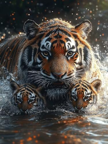 Malen Nach Zahlen Tiger Malen Nach Zahlen Kinder Tier ab 9 Jahre Mädchen, DIY Handgemalt Ölgemälde Kit, Paint by Numbers Mit 3 Pinsel und Senior Acrylfarbe, Hobby Erwachsene Kreativ 45x60cm YH-314 von Yuogyxog