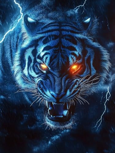 Malen Nach Zahlen Tiger Malen Nach Zahlen Kinder Tier ab 9 Jahre Mädchen, DIY Handgemalt Ölgemälde Kit, Paint by Numbers Mit 3 Pinsel und Senior Acrylfarbe, Hobby Erwachsene Kreativ 45x60cm YH-322 von Yuogyxog