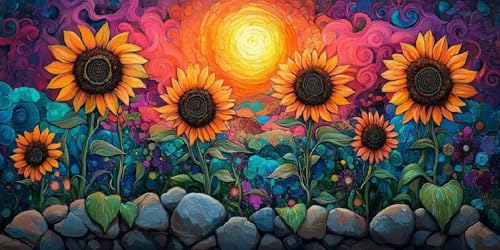 Sonnenblumen Diamond Painting Erwachsene Groß XXL 70x40cm, Diamond Painting Kinder ab 10 Jahre Blumen, 5D Full Cross Stitch Diamant Malerei Kreativ Set, DIY Diamanten Basteln Mädchen Home Decor L-458 von Yuogyxog