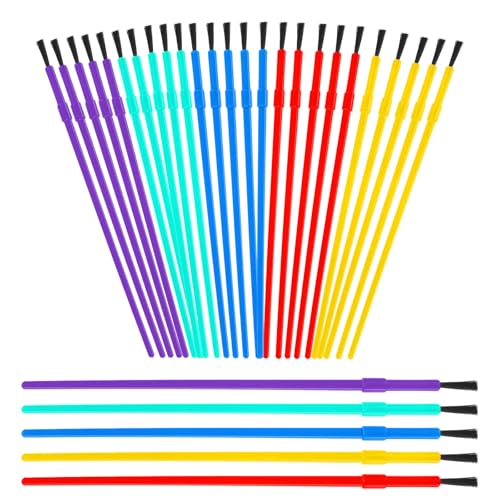 100-teiliges Kunststoff-Pinsel-Set für Kinder, bunte Klassenzimmer-Pinsel, Großpackung für Öl, Wasser, Farbe, Pinsel für Party, Kunst, Handwerk, Schule, Klassenzimmer, Kunstbedarf von Yuomeaz