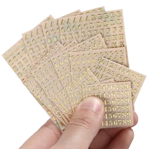 12 Blatt Wachsbuchstaben für Kerzen, 3mm Wachszahlen für Kerzen, Klebebuchstaben Gold für Taufe, Kommunion, Hochzeit, Fotoalbum, Scrapbook von Yuomeaz