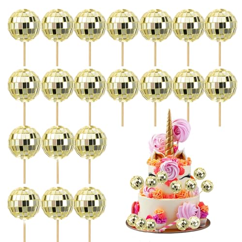 20 Stück Discokugel Mini, 1970s Discokugel Deko, Gold Disco Balls Cake Toppers für Geburtstag, Kuchendekoration, Disco-Thema Party Zubehör 20 Stück Discokugel Mini, 1970s Discokugel Deko, Gold Disco Balls Cake Toppers für Geburtstag, Kuchendekoration, Disco-Thema Party Zubehör von Yuomeaz