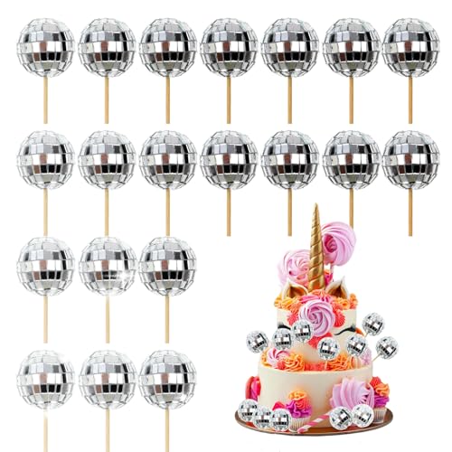20 Stück Discokugel Mini, 1970s Discokugel Deko, Silber Disco Balls Cake Toppers für Geburtstag, Kuchendekoration, Disco-Thema Party Zubehör 20 Stück Discokugel Mini, 1970s Discokugel Deko, Silber Disco Balls Cake Toppers für Geburtstag, Kuchendekoration, Disco-Thema Party Zubehör von Yuomeaz