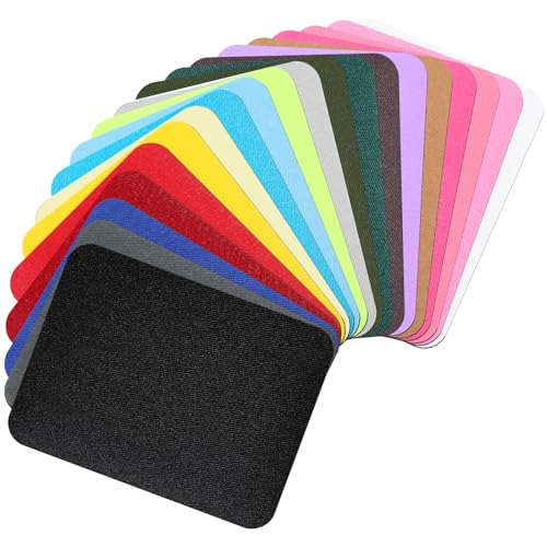20 Stück Flicken zum Aufbügeln, 12,5 x 9,5cm Bügelflicken, 20 Farben Aufnäher zum Aufbügeln für Kleidung Lochreparatur und Dekoration, Erwachsene, Zufälliges Schneiden von Yuomeaz
