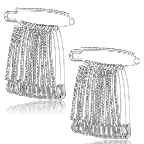 24 Stück Sicherheitsnadeln mit Strasssteinen, silberfarbene Kristall-Sicherheitsnadeln, Brosche, Strass-Pullover-Clips für Damen, Rock, Pullover, Schal 24 Stück Sicherheitsnadeln mit Strasssteinen, silberfarbene Kristall-Sicherheitsnadeln, Brosche, Strass-Pullover-Clips für Damen, Rock, Pullover, Schal von Yuomeaz