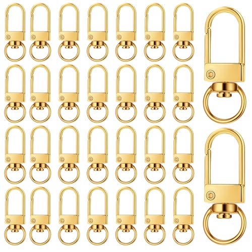 30 Stück Schlüsselringe in Gold, Karabiner Schlüsselanhänger Selber Machen aus Metall, Schlüsselkarabiner 360° Drehgelenk für Schlüsselanhänger, DIY, Basteln 30 Stück Schlüsselringe in Gold, Karabiner Schlüsselanhänger Selber Machen aus Metall, Schlüsselkarabiner 360° Drehgelenk für Schlüsselanhänger, DIY, Basteln von Yuomeaz